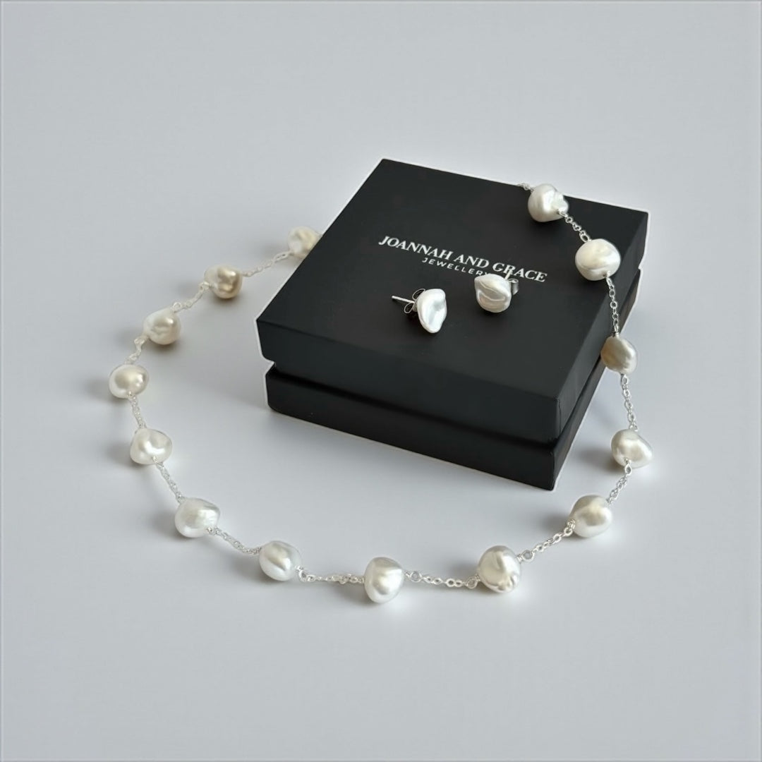 Isabella Keshi Pearl Necklace And Earring Set