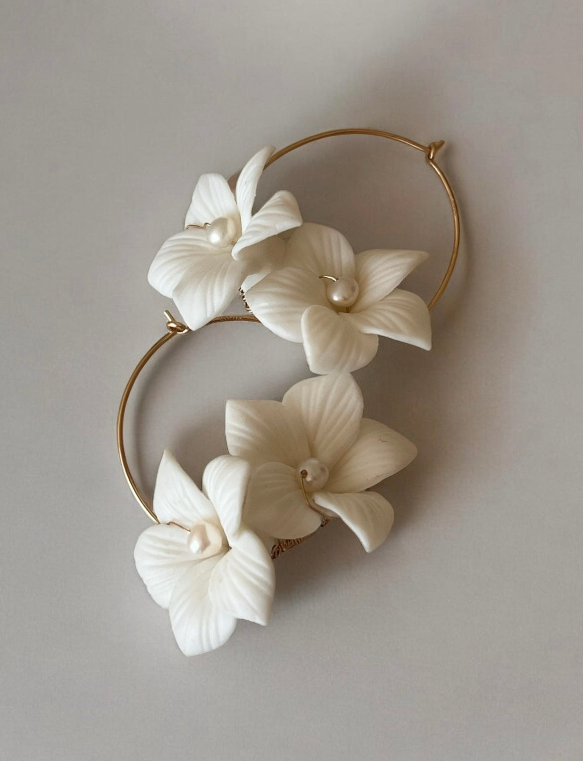 Rosa Ceramic Flower Gold Filled/Sterling Silver Beading Hoop Earrings