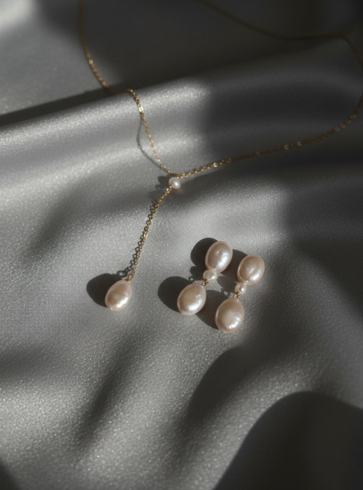 Amara Triple Pearl Drop Earrings