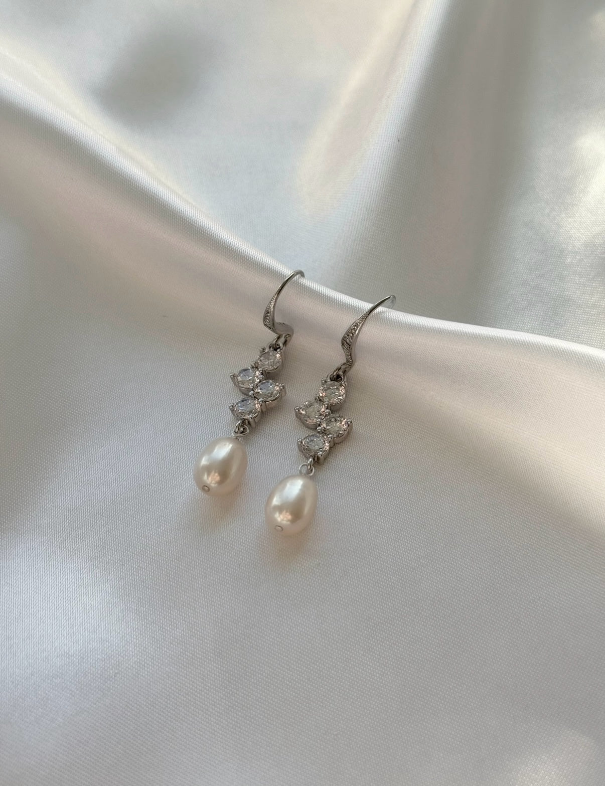 Soleil Cubic Zirconia And Pearl Drop Hook Earrings
