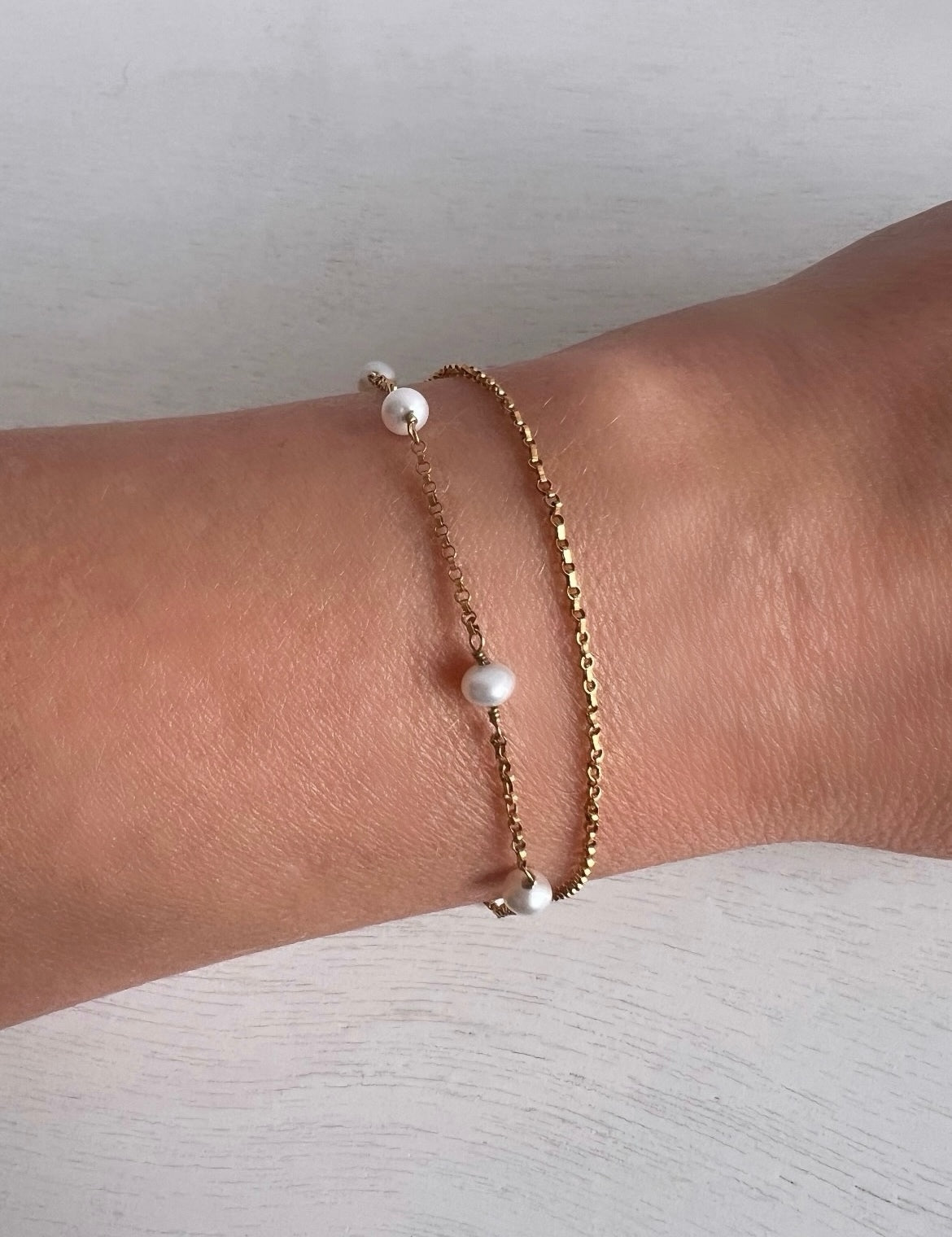 Luisa Double Layered Chain Pearl Bracelet