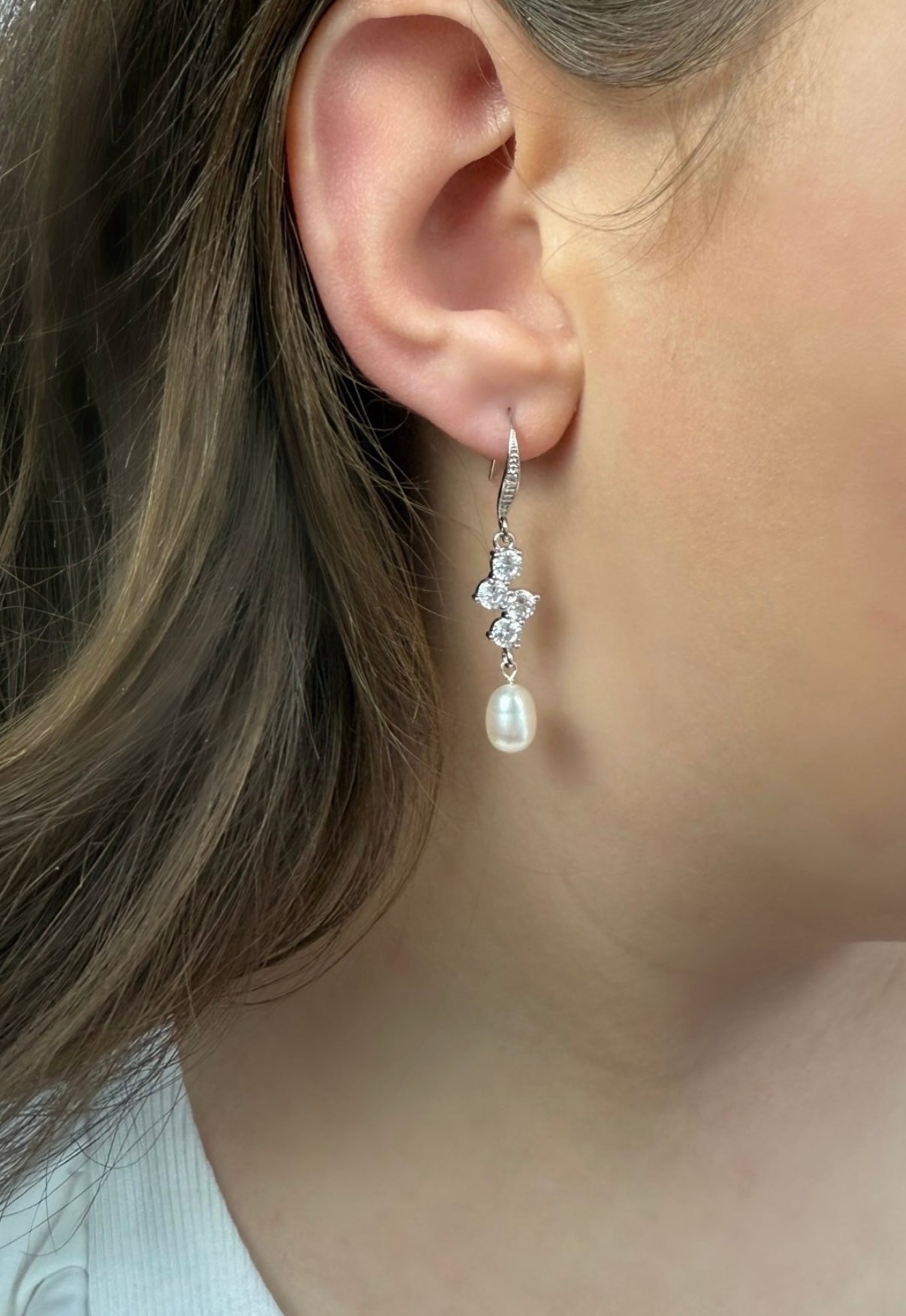 Soleil Cubic Zirconia And Pearl Drop Hook Earrings