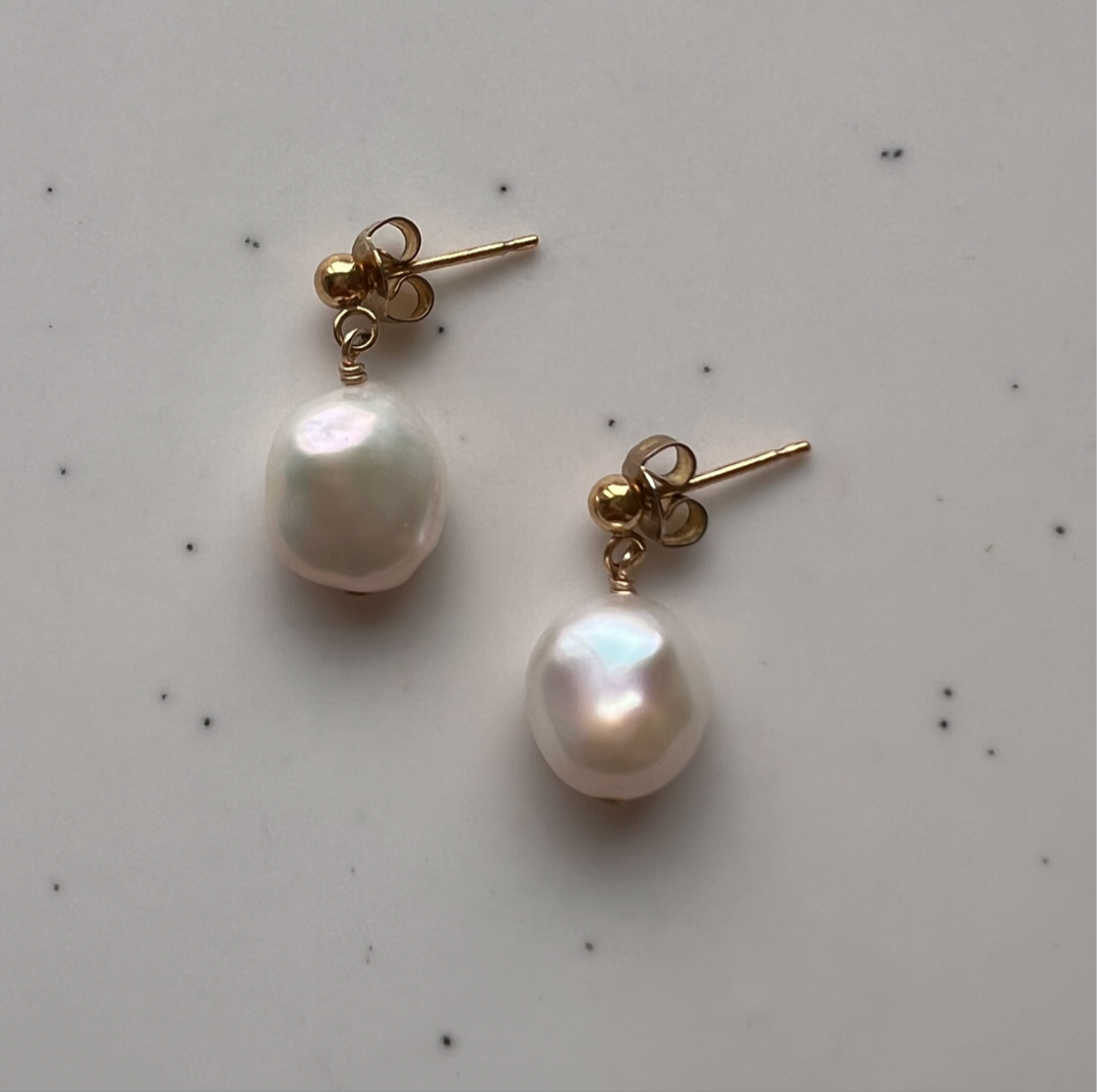 Laila Baroque Pearl Stud Post Earrings