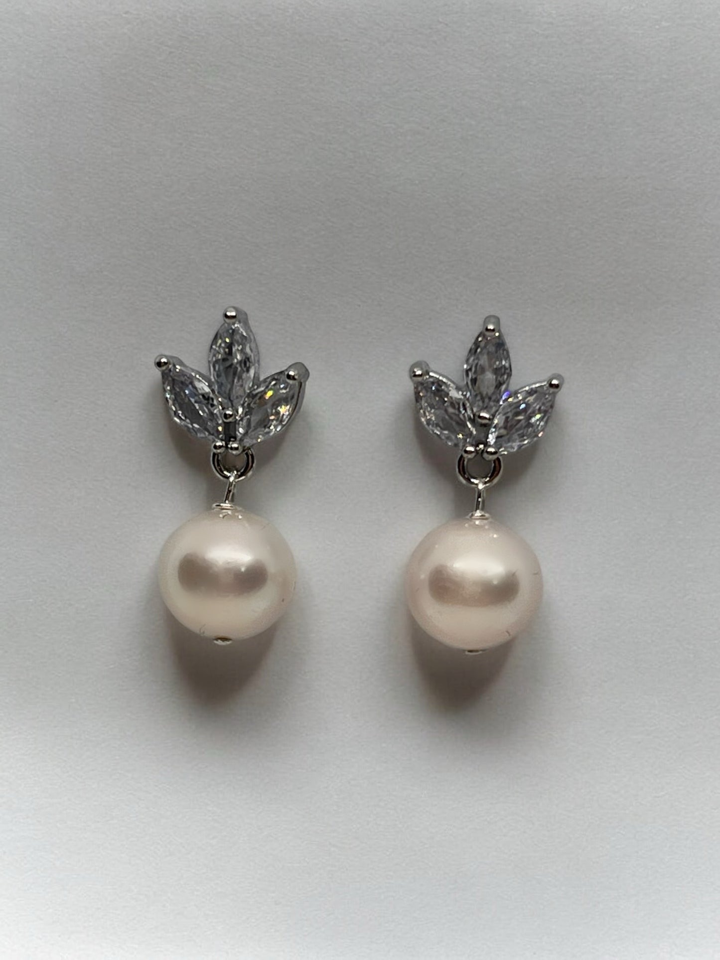 Evalina Cubic Zirconia Stud Pearl Earrings