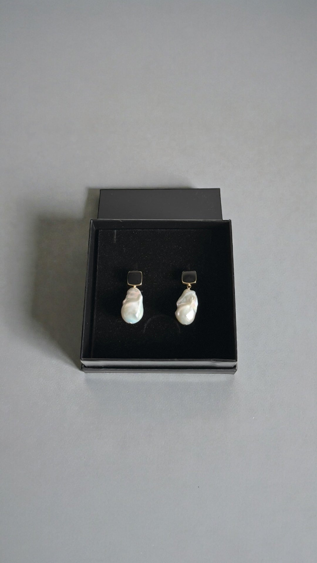 Lilith Baroque Pearl and Black Stud Earrings