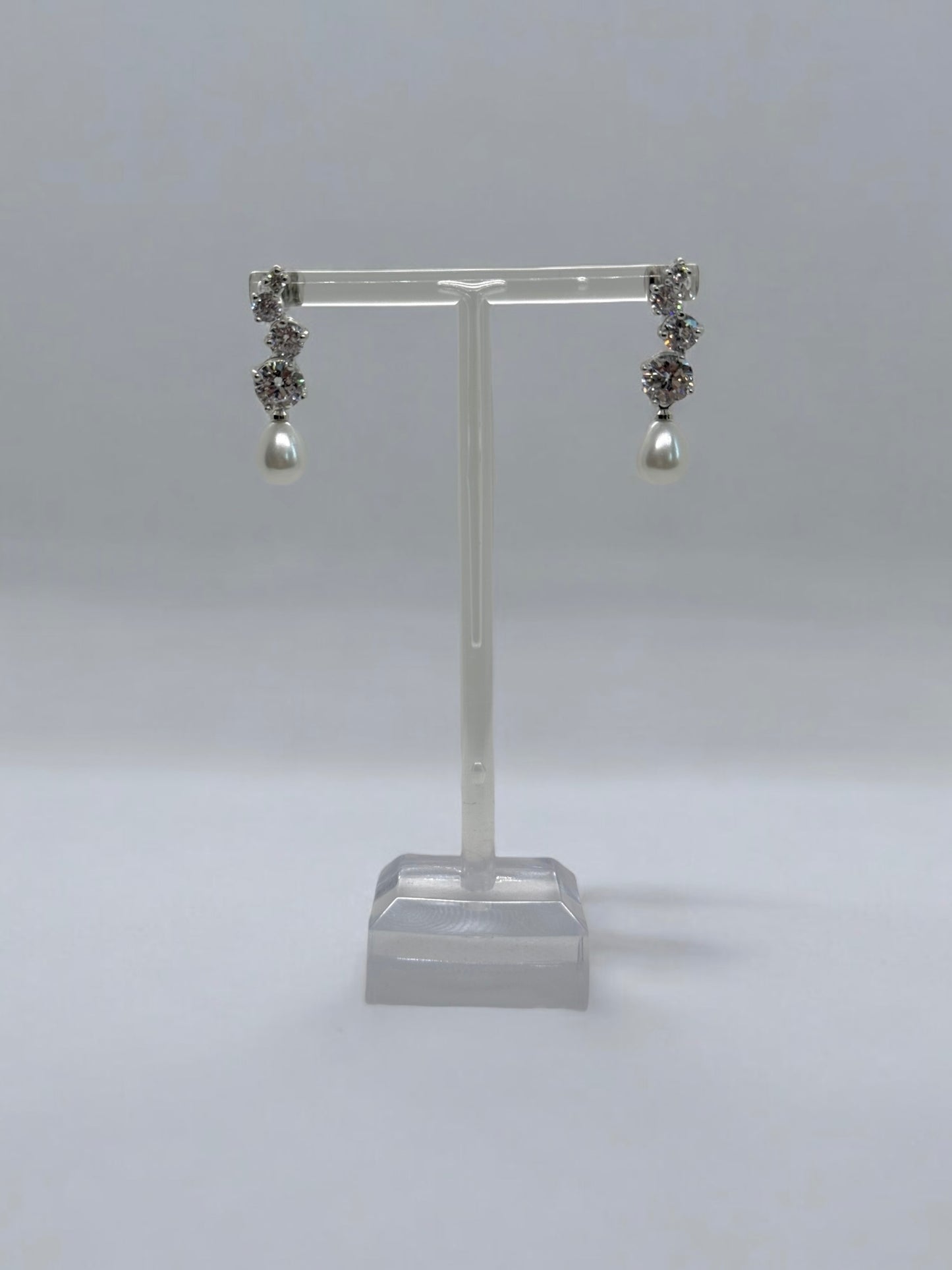 Seraphina Cubic Zirconia Drop Pearl Earrings
