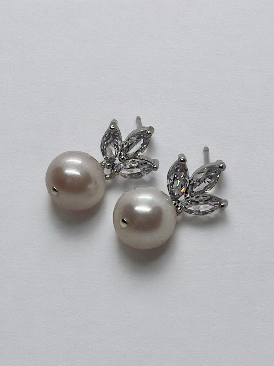 Evalina Cubic Zirconia Stud Pearl Earrings