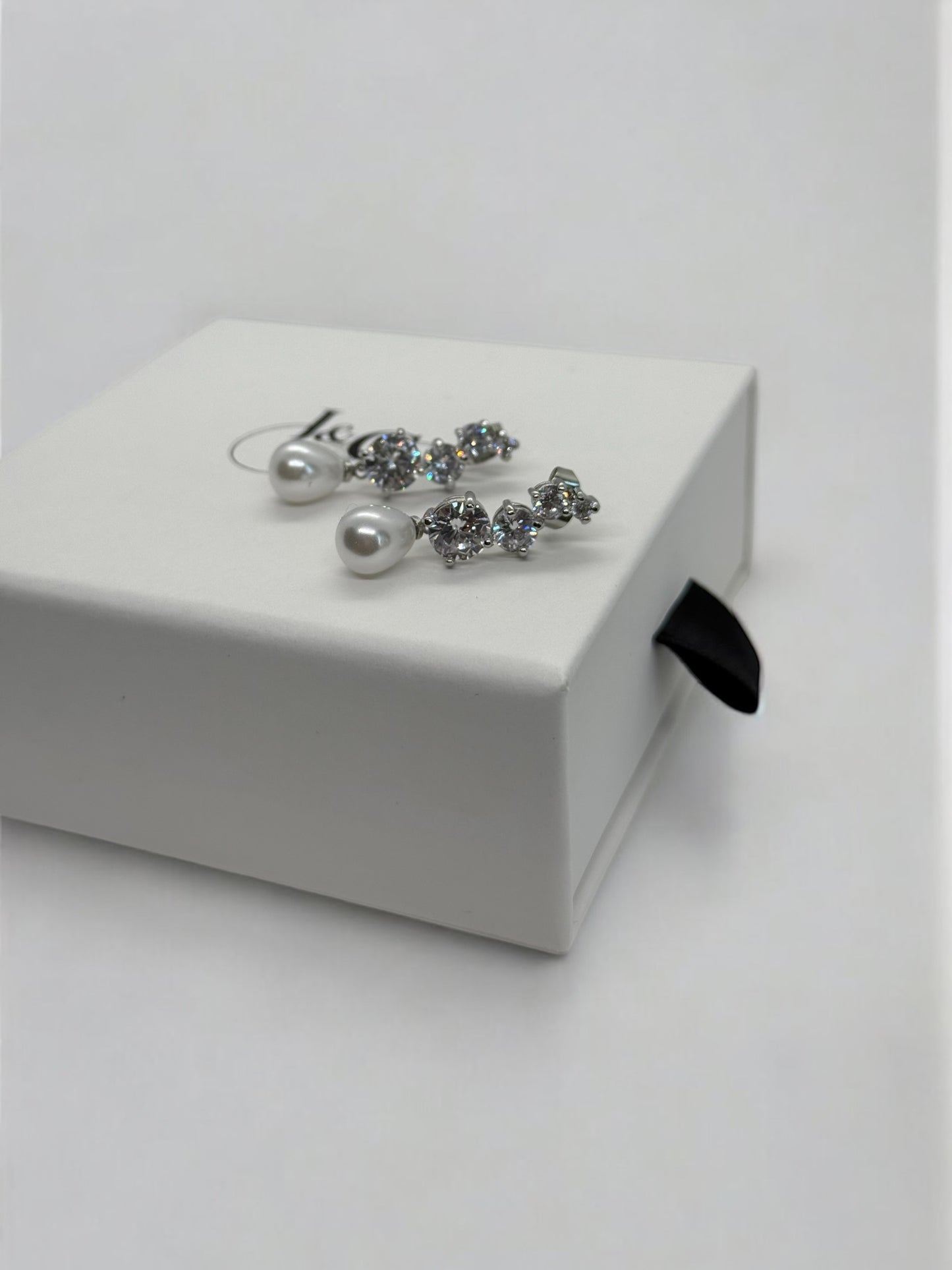 Seraphina Cubic Zirconia Drop Pearl Earrings