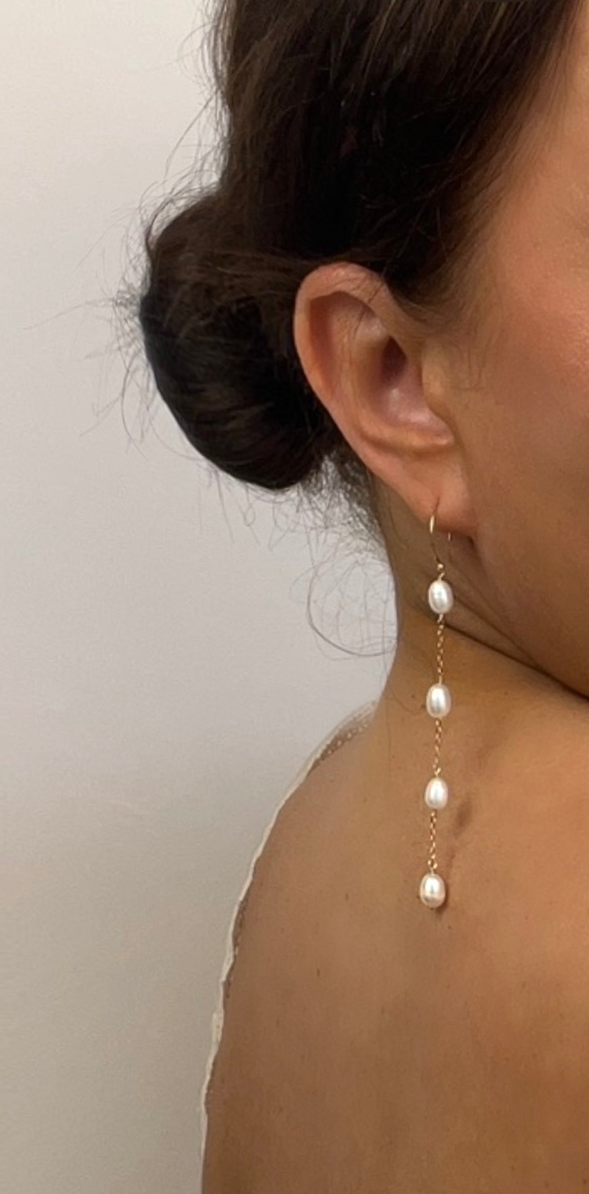 Etta Teardrop Pearl Chain Earrings