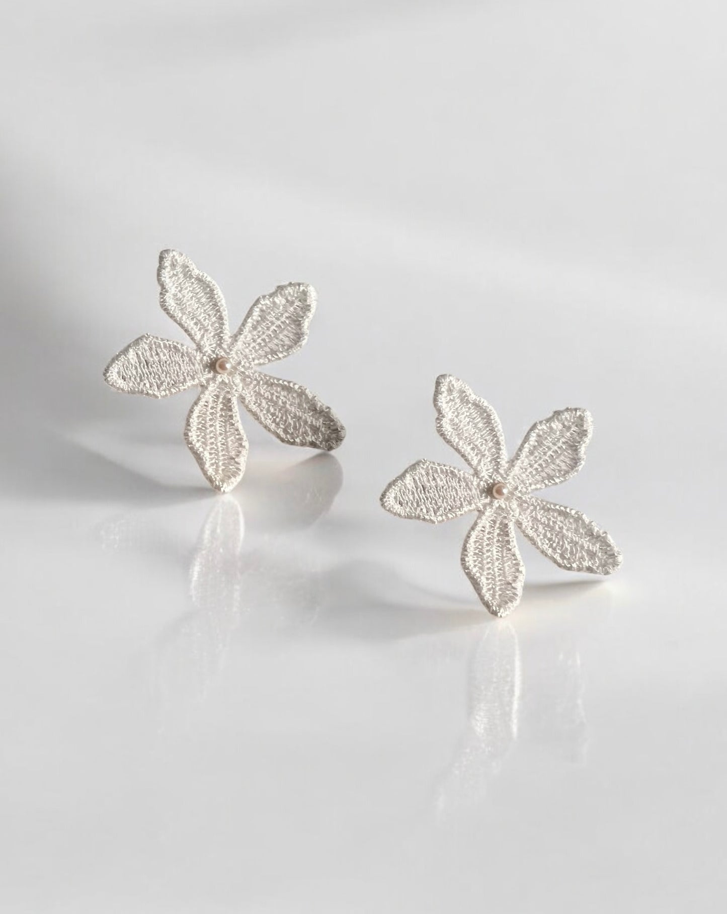 Fleur Fabric Flower And Akoya Pearl Earrings