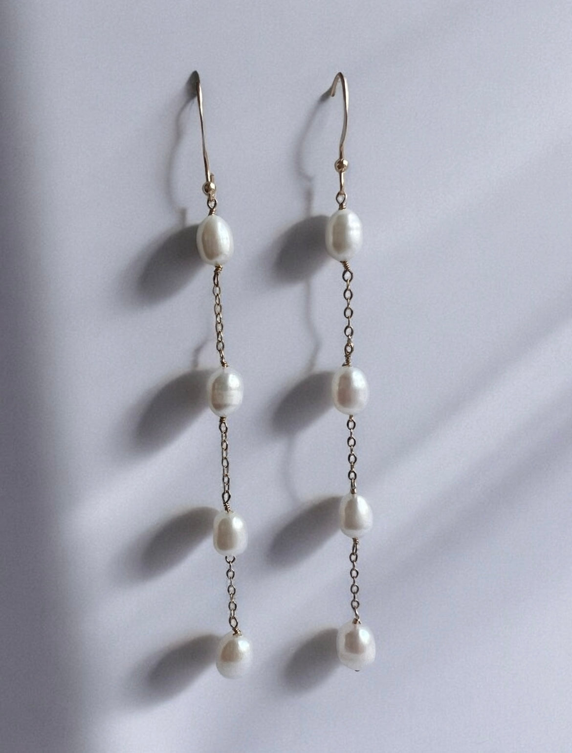 Etta Teardrop Pearl Chain Earrings