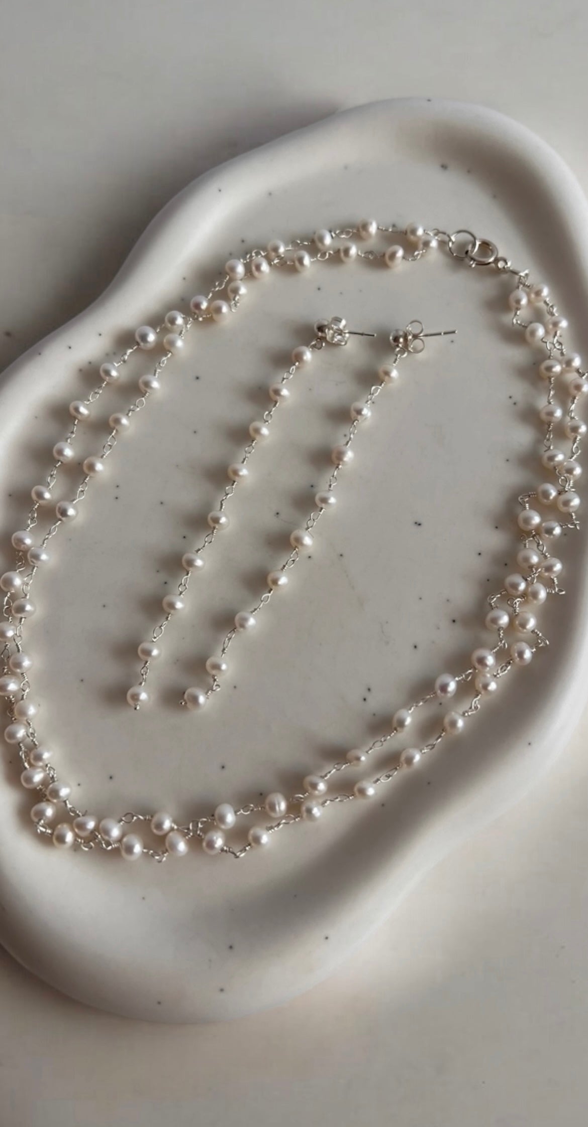 Gracie Mini Pearl Double Choker and Drop Earring Set