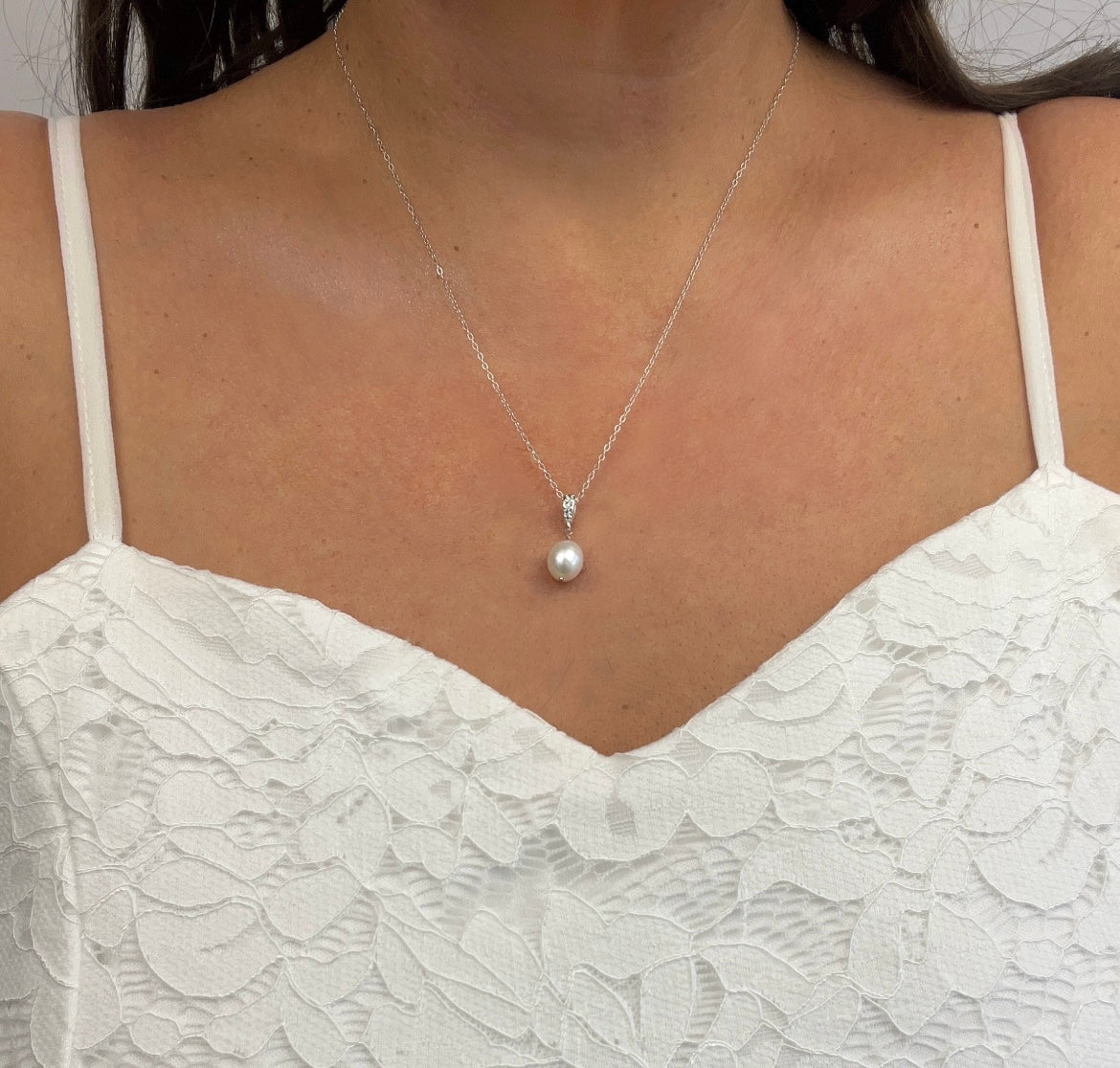 Arden Cubic Zirconia Pearl Pendant Necklace