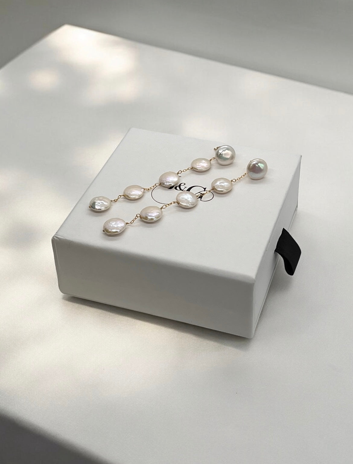 Ava Coin Pearl Detached Long Drop Earrings