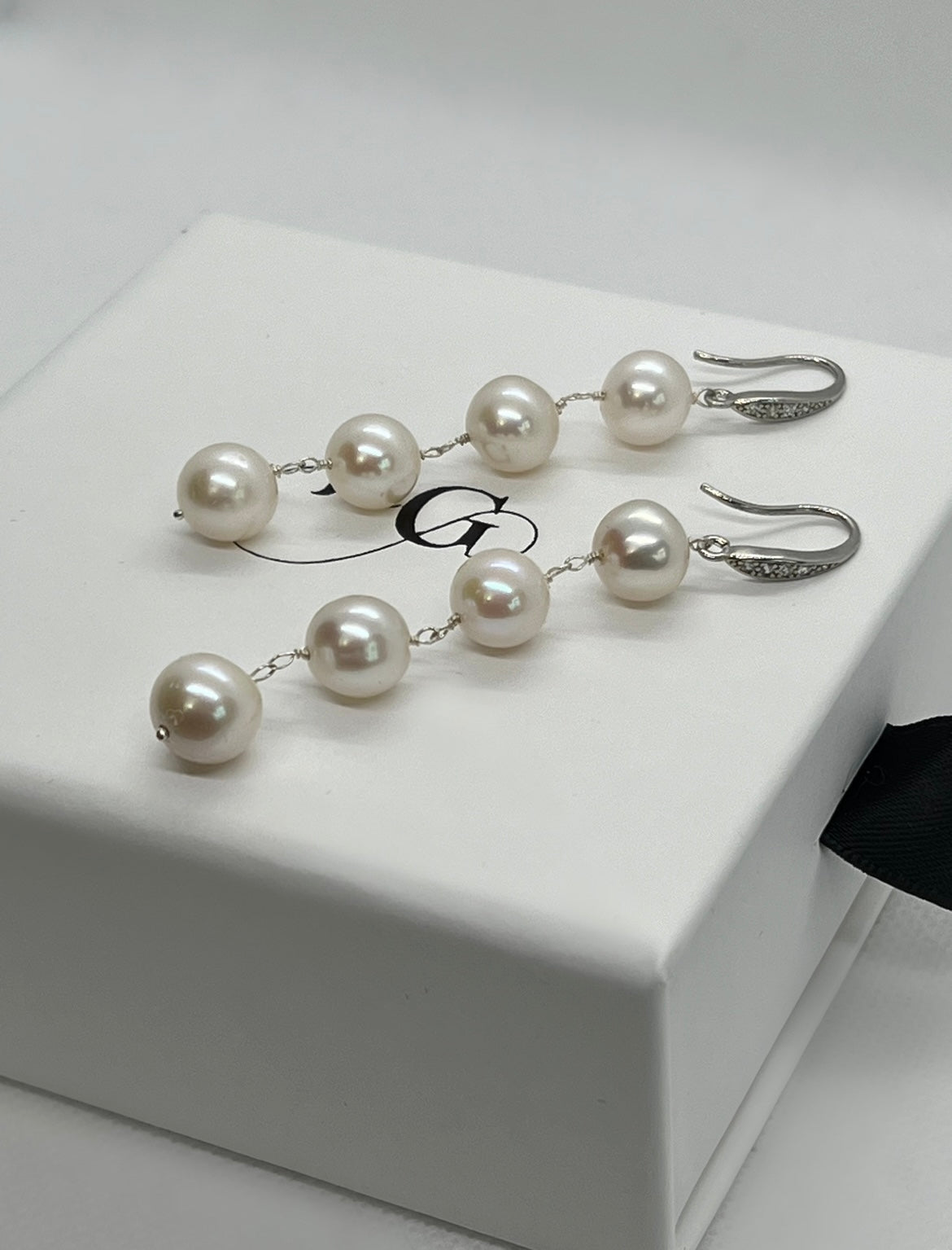 Aurelia Round Pearl Drop Earrings with Cubic Zirconia Hook