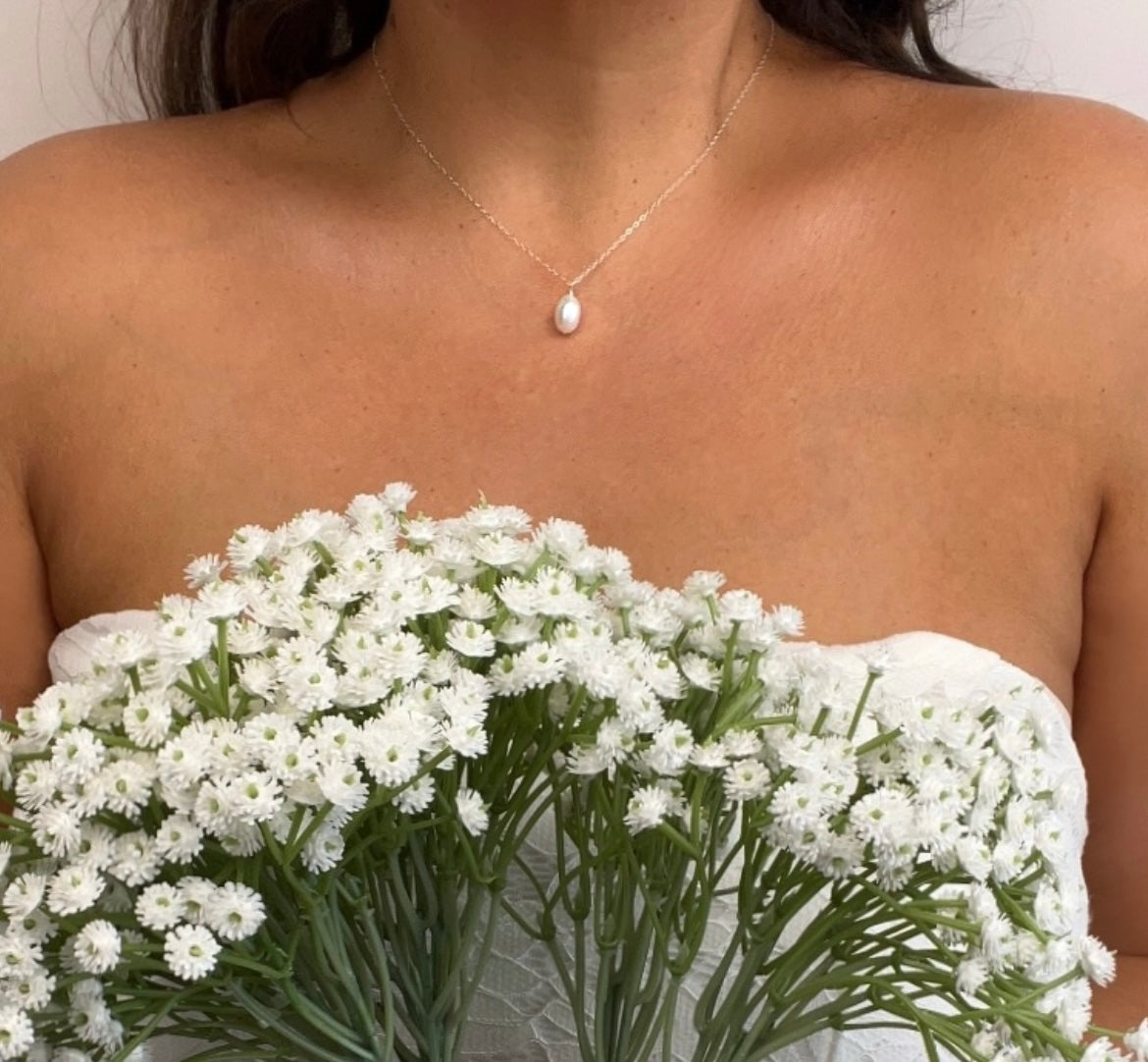 Theodora Teardrop Pearl Pendant Necklace