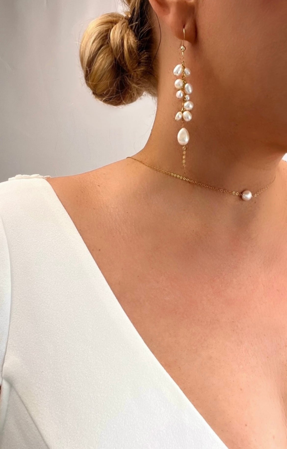 Adeline Baroque Cluster Pearl Drop Earrings