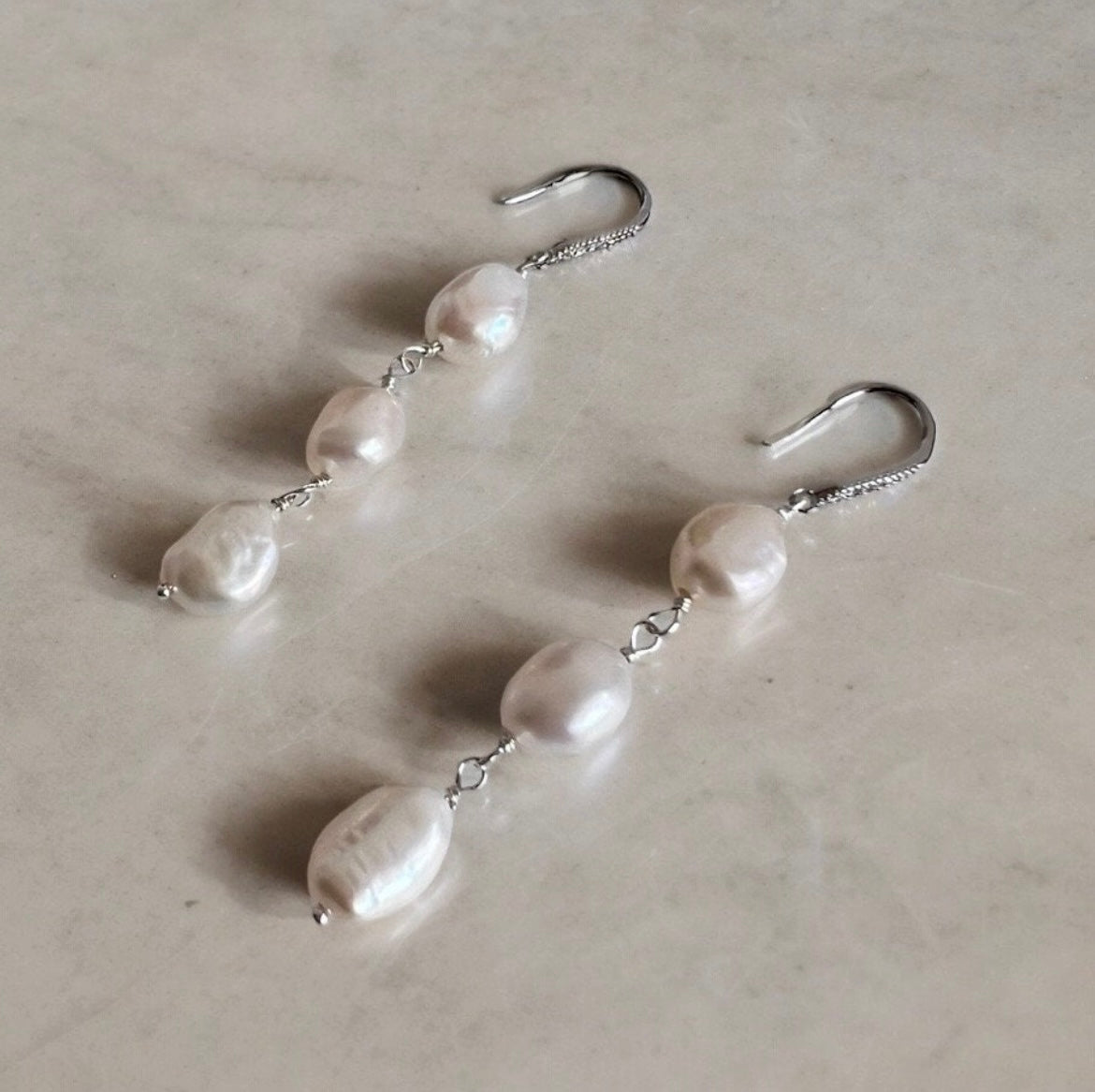 Isla Baroque Pearl Chain Drop Earrings