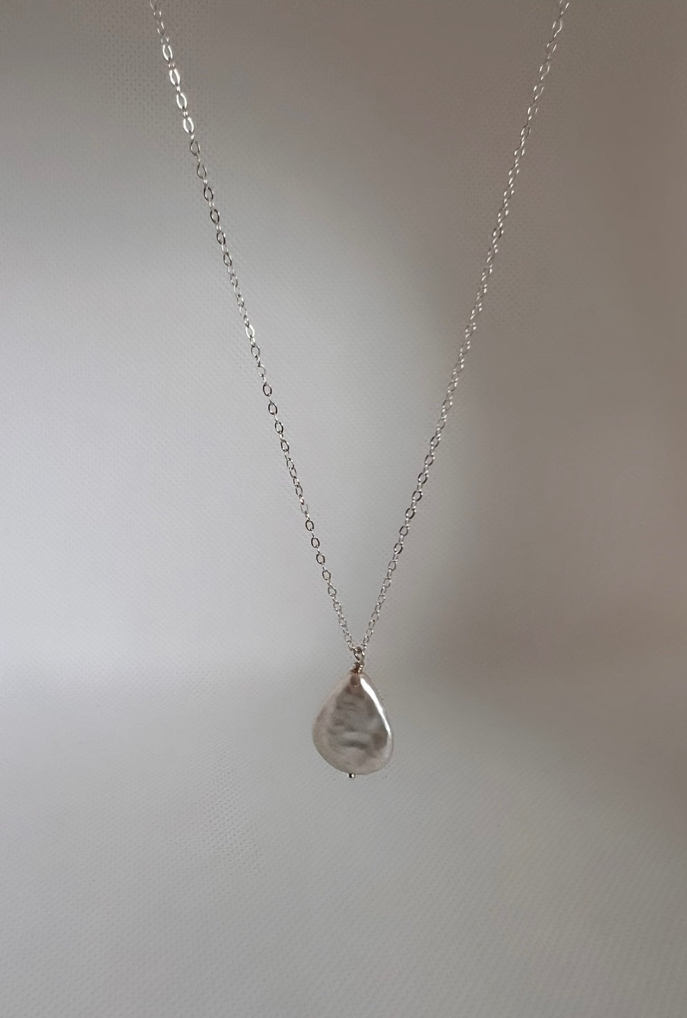 Delilah Freshwater Flat Teardrop Pearl Pendant Necklace