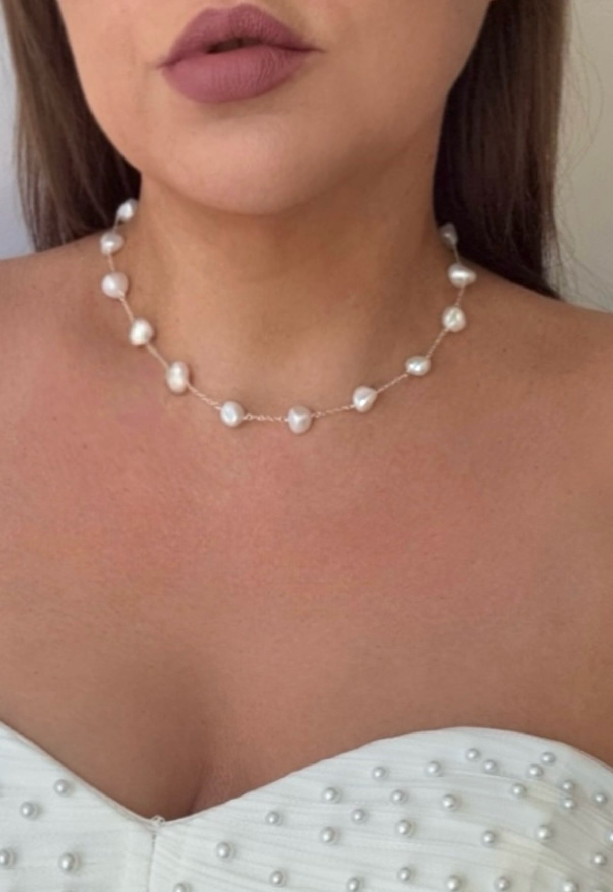 Isabella Keshi Pearl And Chain Choker
