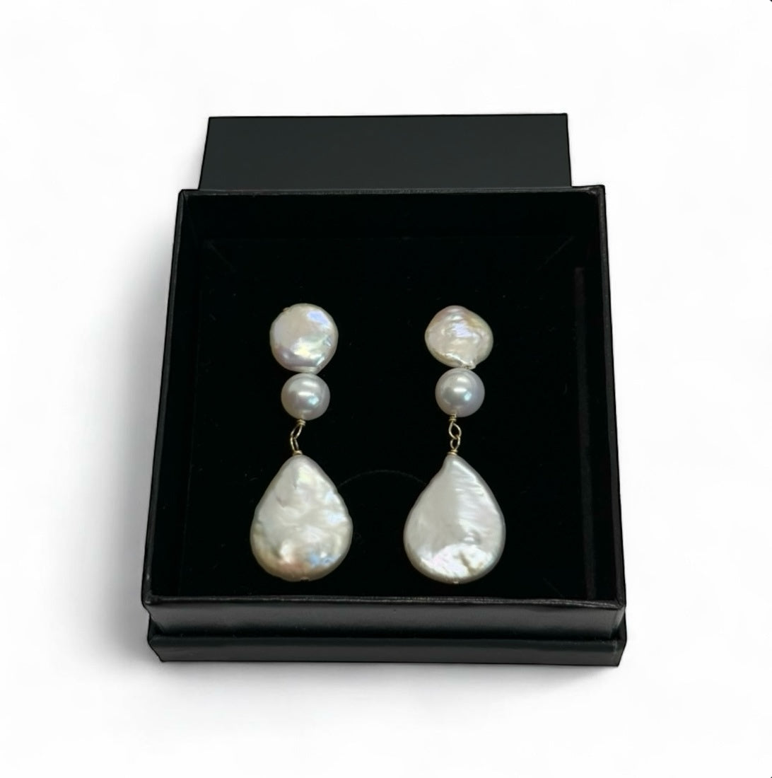 Fern Triple Pearl Drop Earrings