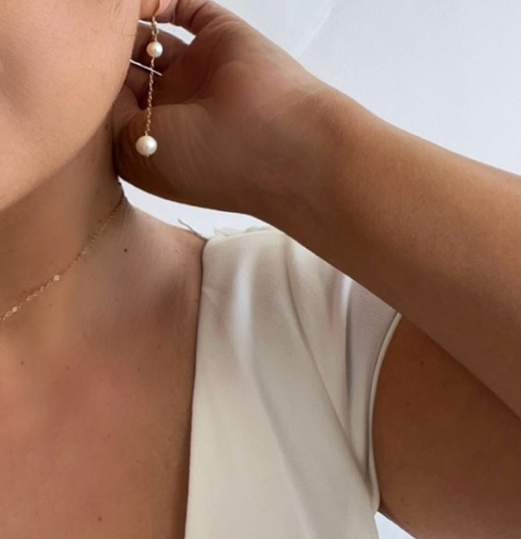 Odette Freshwatwer Pearl Chain Drop Earrings