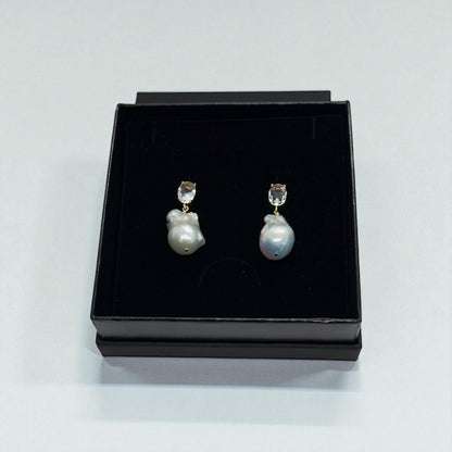 Francine Baroque Pearl & Gold Crystal Stud Earring