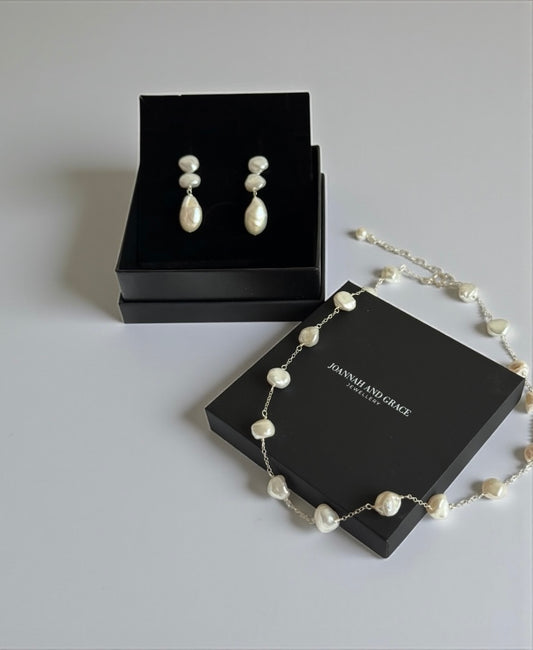Isabella Keshi Pearl Necklace And Earring Set