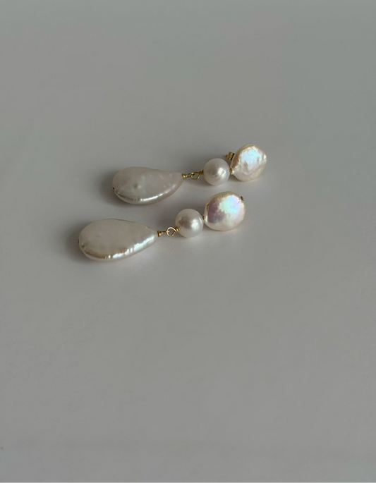 Fern Triple Pearl Drop Earrings