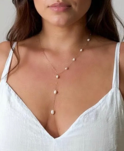 Alina Pearl Lariat Necklace