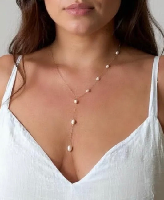 Alina Pearl Lariat Necklace