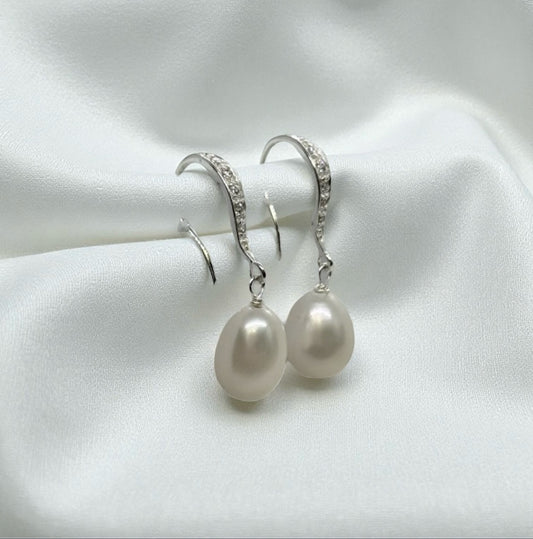 Wynter Cubic Zirconia and Pearl Drop Hook Earrings