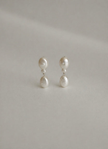 Amara Triple Pearl Drop Earrings