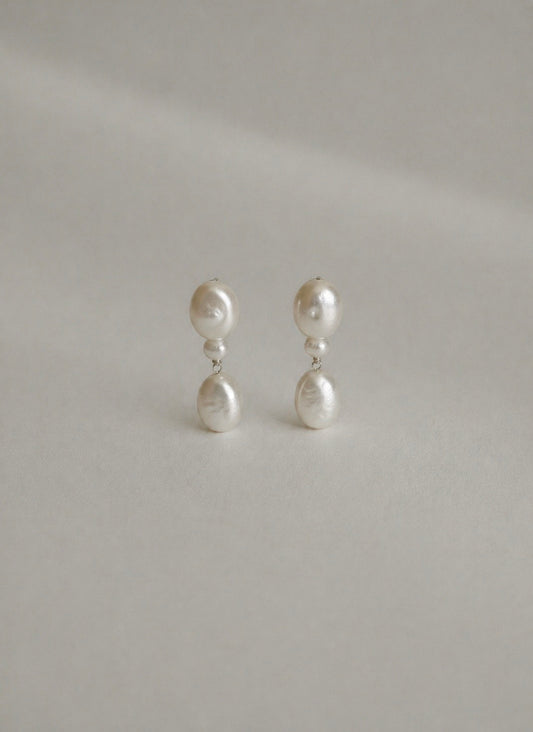 Amara Triple Pearl Drop Earrings