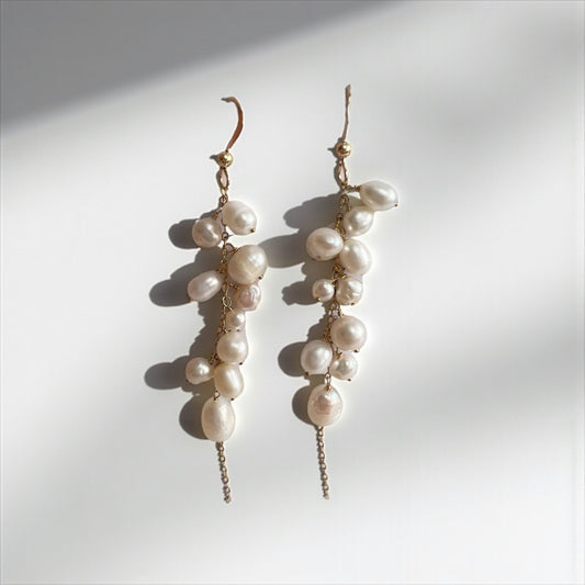 Adeline Baroque Cluster Pearl Drop Earrings