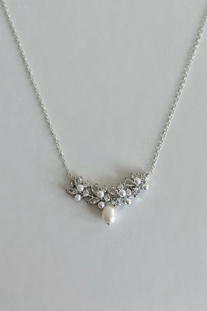 Theia V-shaped Pearl Pendant Necklace