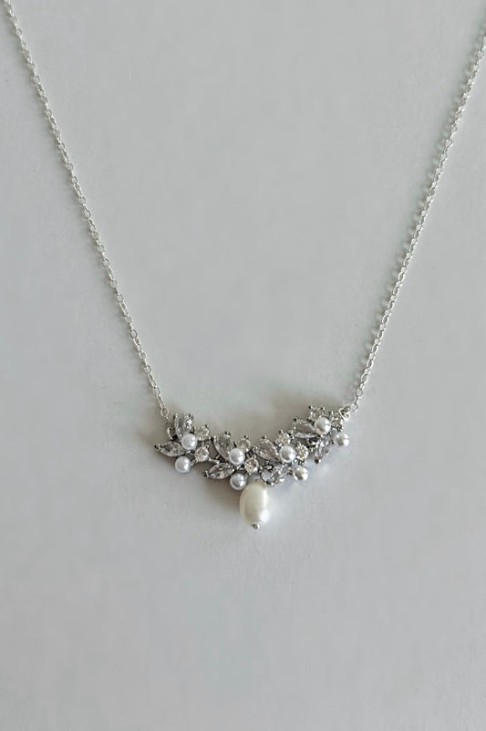 Theia V-shaped Pearl Pendant Necklace