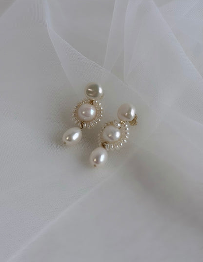 Ophelia Pearl wrapped Detachable Earrings