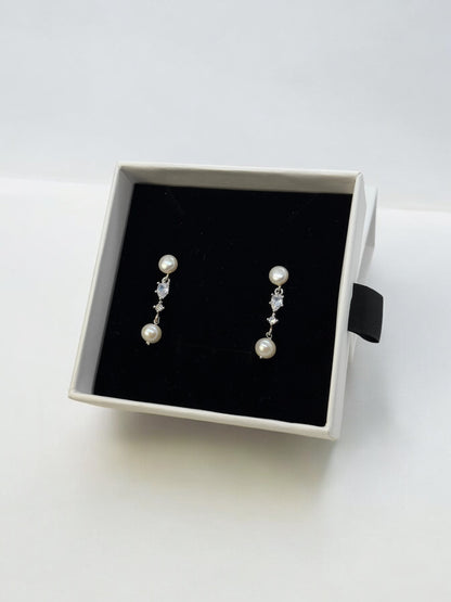 Clara Double Pearl Cubic Zirconia earrings