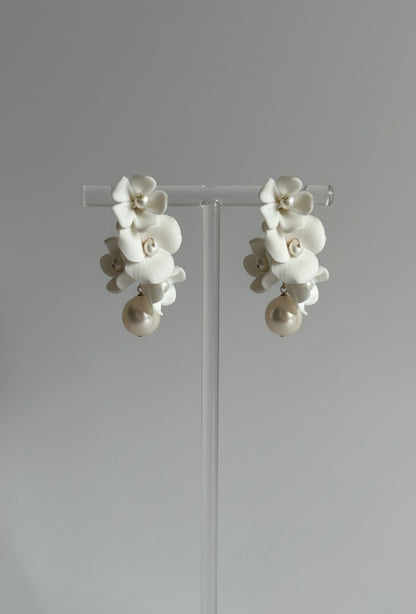 Èlise Floral And Pearl Hook Earrings