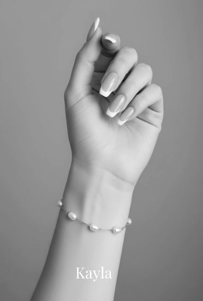 Kayla Teardrop Freshwater Pearl and Chain Bracelet