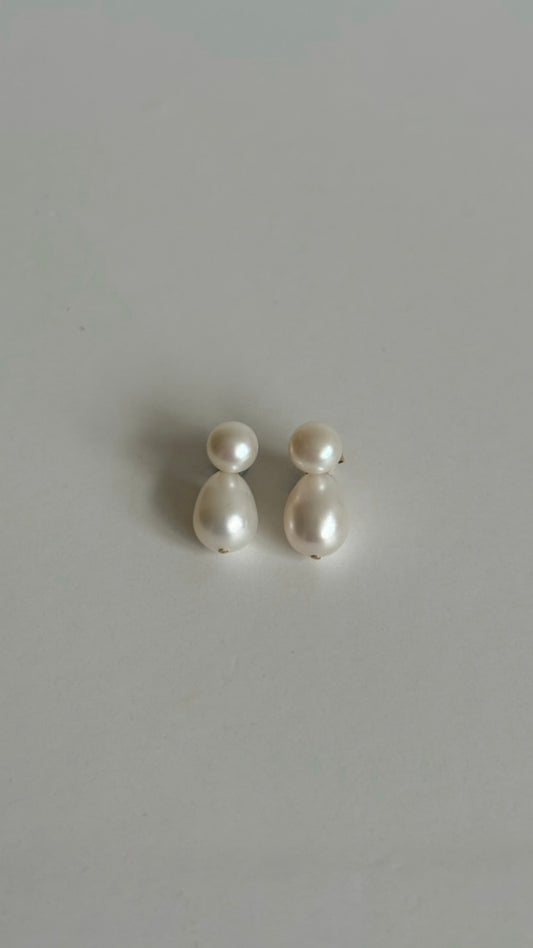 Petra Double Pearl Drop Detachable Earrings