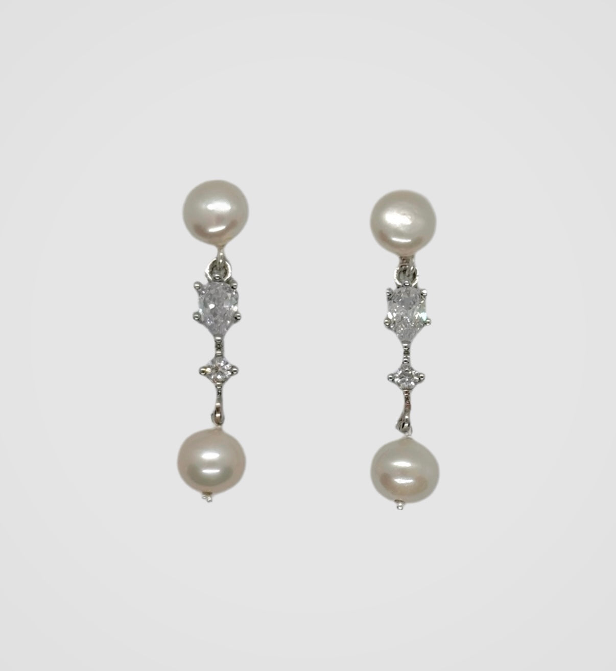 Clara Double Pearl Cubic Zirconia earrings