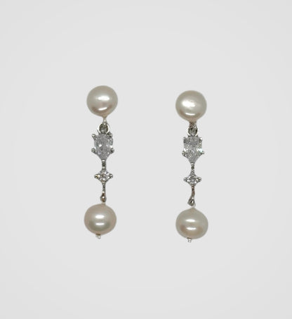 Clara Double Pearl Cubic Zirconia earrings