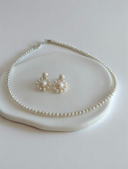 Alyssa Pearl Choker and Pearl Detachable Cluster Earrings