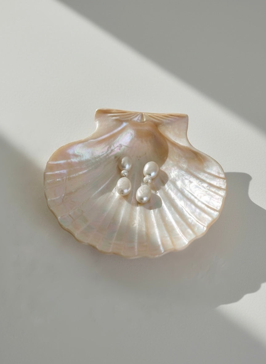 Amara Triple Pearl Drop Earrings