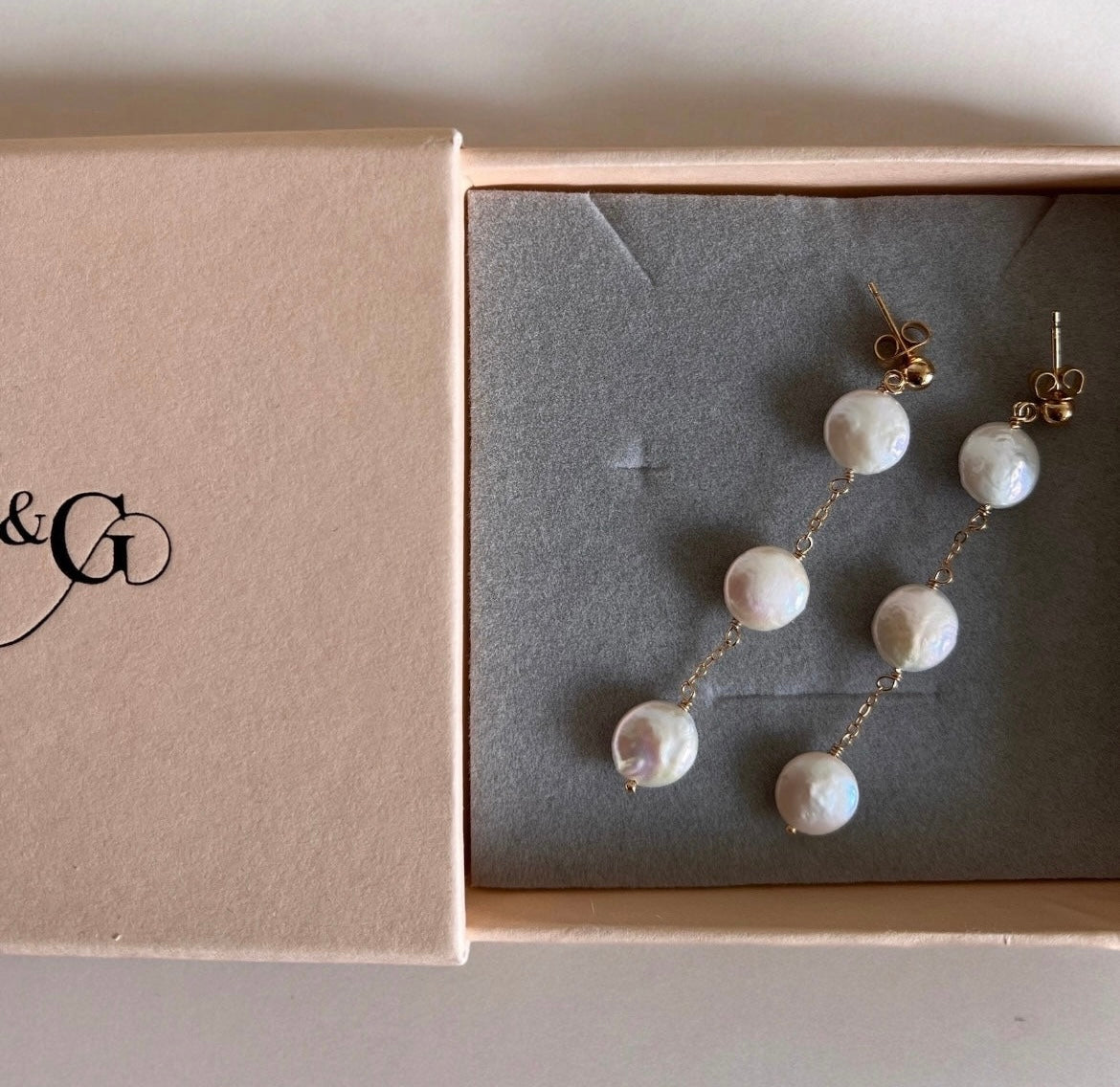 Danica Coin Pearl and Chain Drop Earrings