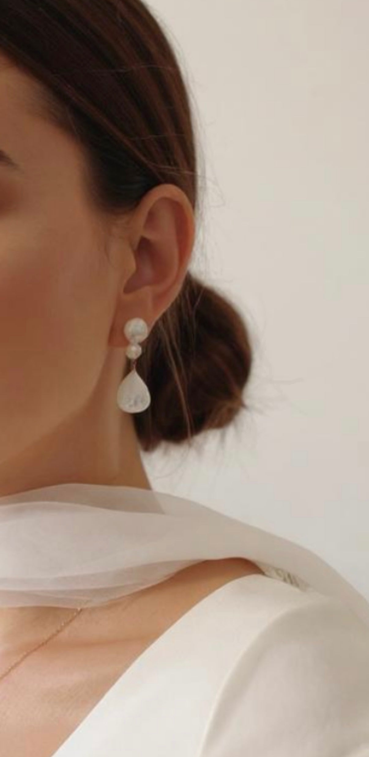 Fern Triple Pearl Drop Earrings