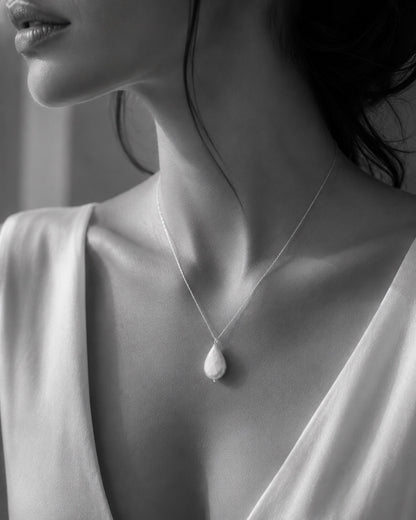 Delilah Freshwater Flat Teardrop Pearl Pendant Necklace
