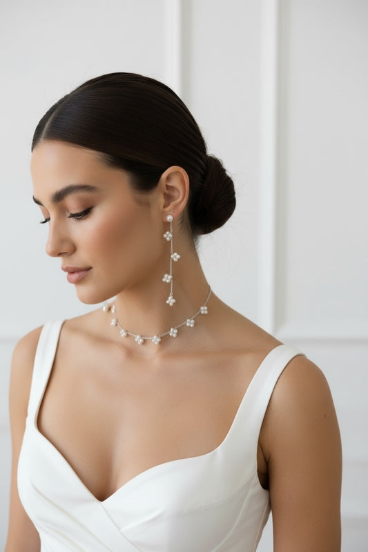 Noémie Choker & Earring Pearl Cluster Set